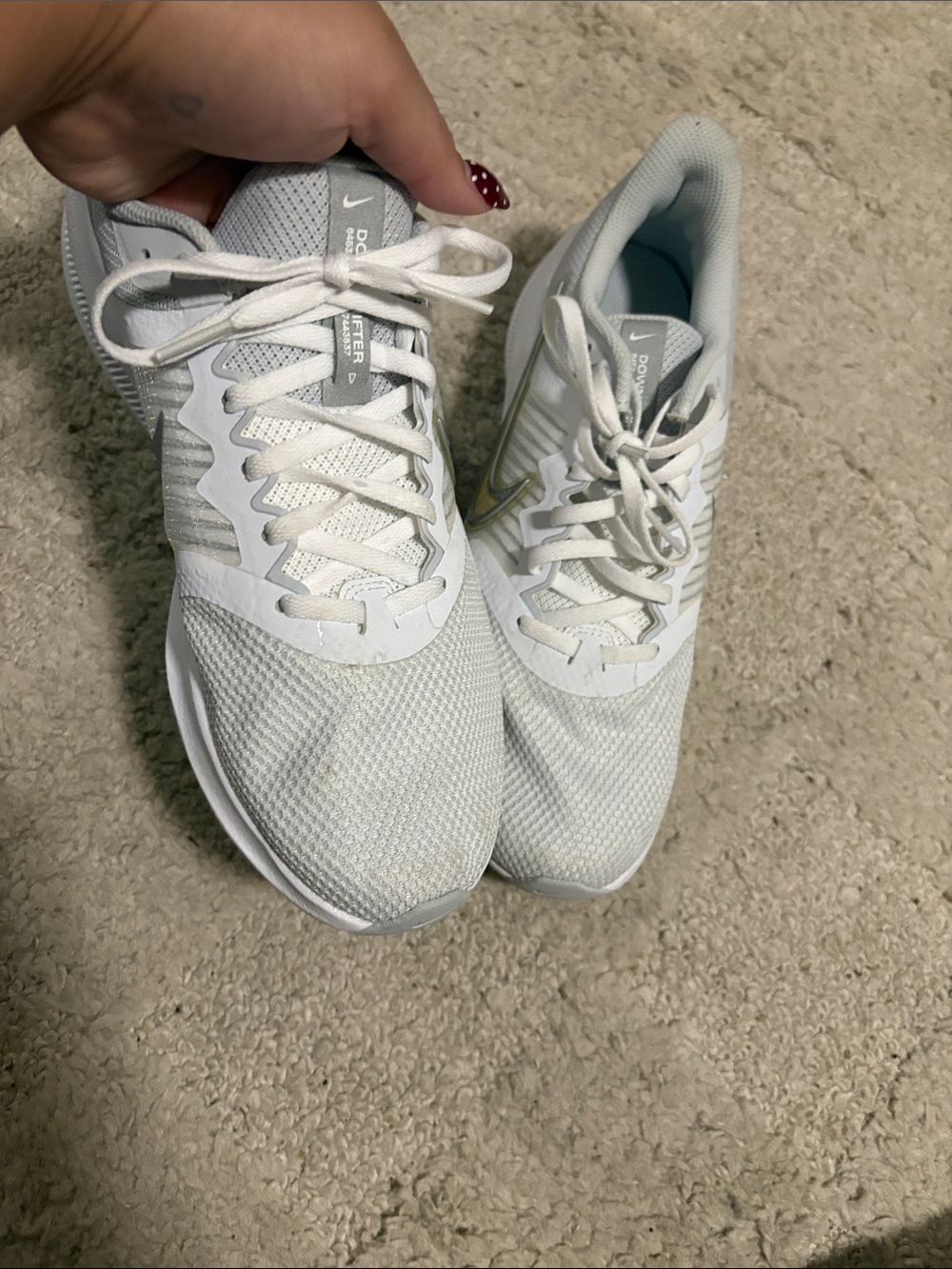 Nike Women's White and Light Gray Running Sneakers